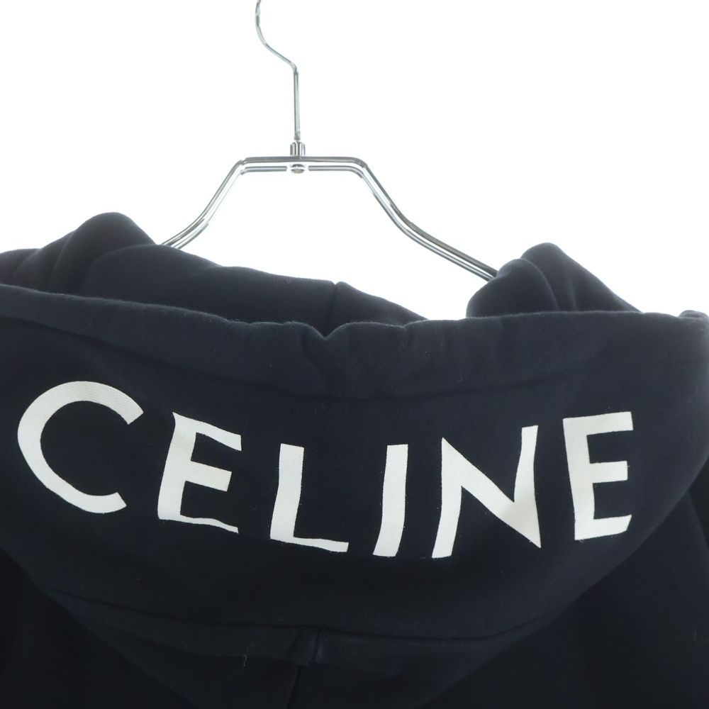 Celine Hoodie Logo Print Zip Up Black — view 6