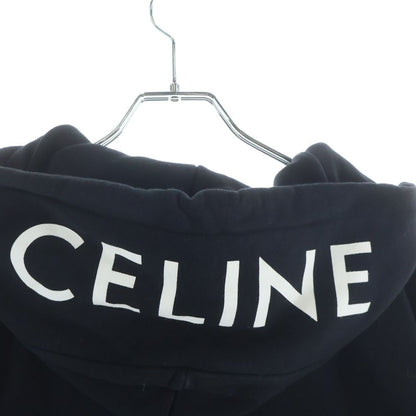 Celine Hoodie Logo Print Zip Up Black — view 6