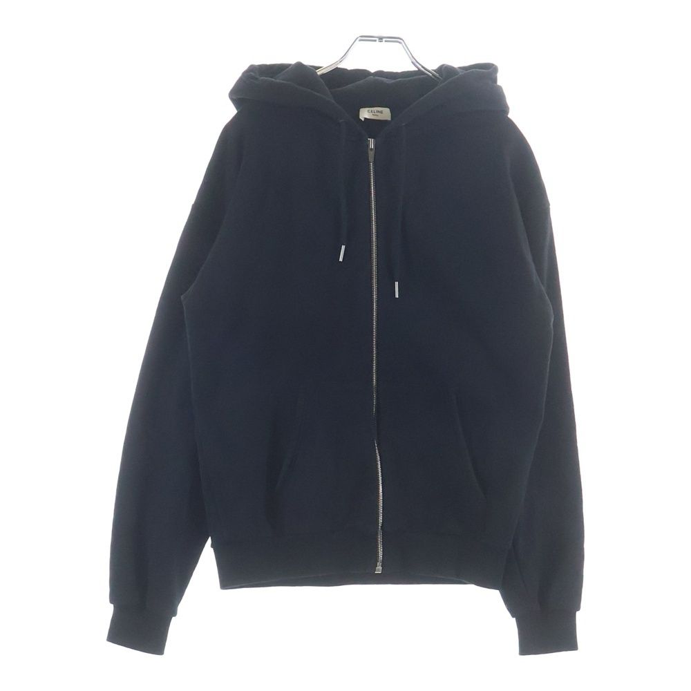 Celine Hoodie Logo Print Zip Up Black — view 2