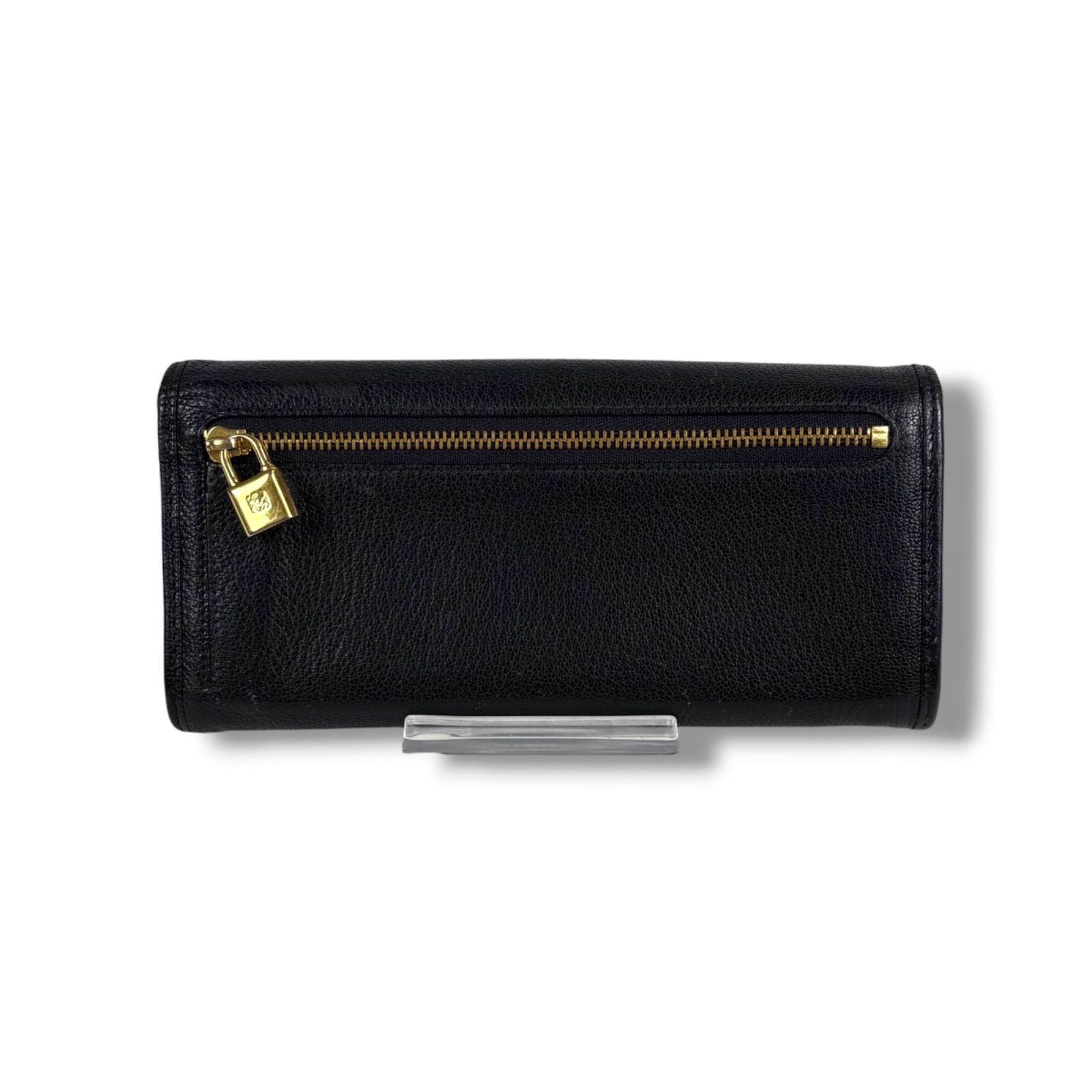 Loewe Anagram Logo Wallet Bifold Padlock Charm Leather Black Pink — view 3