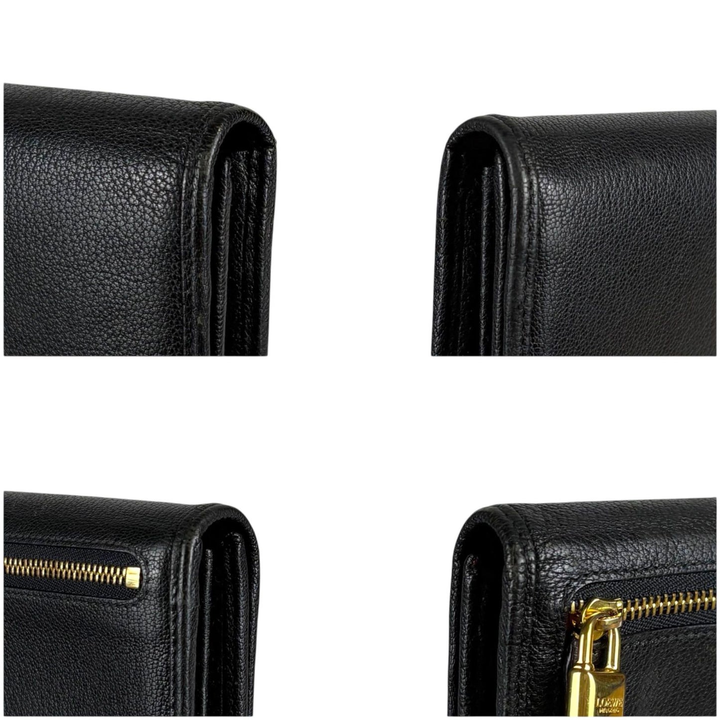 Loewe Anagram Logo Wallet Bifold Padlock Charm Leather Black Pink — view 6