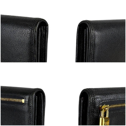 Loewe Anagram Logo Wallet Bifold Padlock Charm Leather Black Pink — view 6
