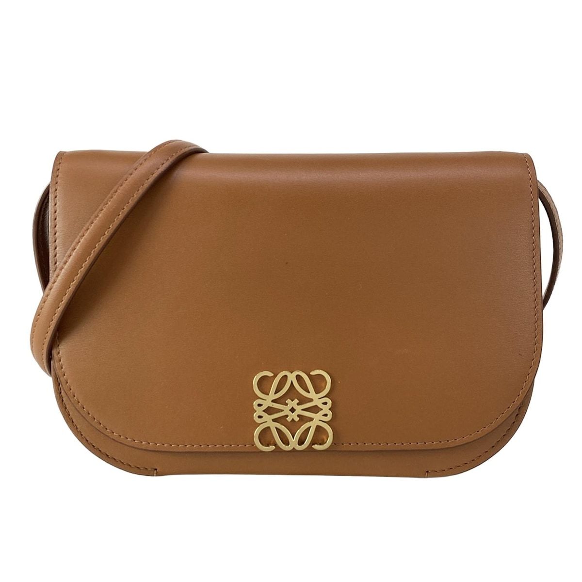 Loewe Shoulder Bag Goya Accordion Clutch Brown Leather