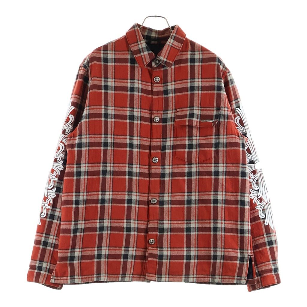 Chrome Hearts Workn Jnkyd Pld Sleeve Floral Print Check Shirt Jacket Red