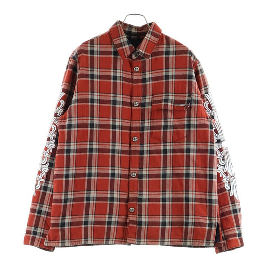 Chrome Hearts Workn Jnkyd Pld Sleeve Floral Print Check Shirt Jacket Red
