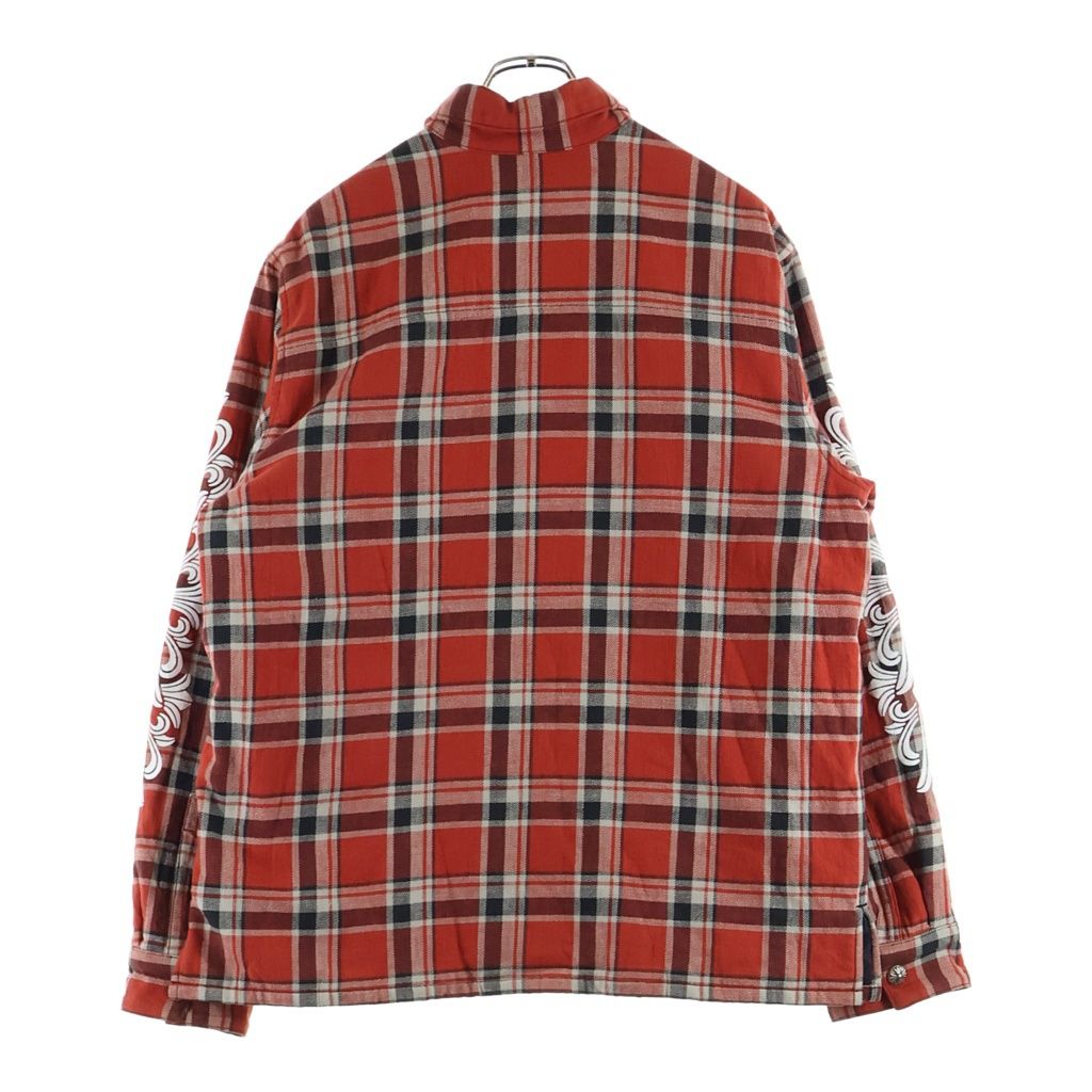 Chrome Hearts Workn Jnkyd Pld Sleeve Floral Print Check Shirt Jacket Red — view 2