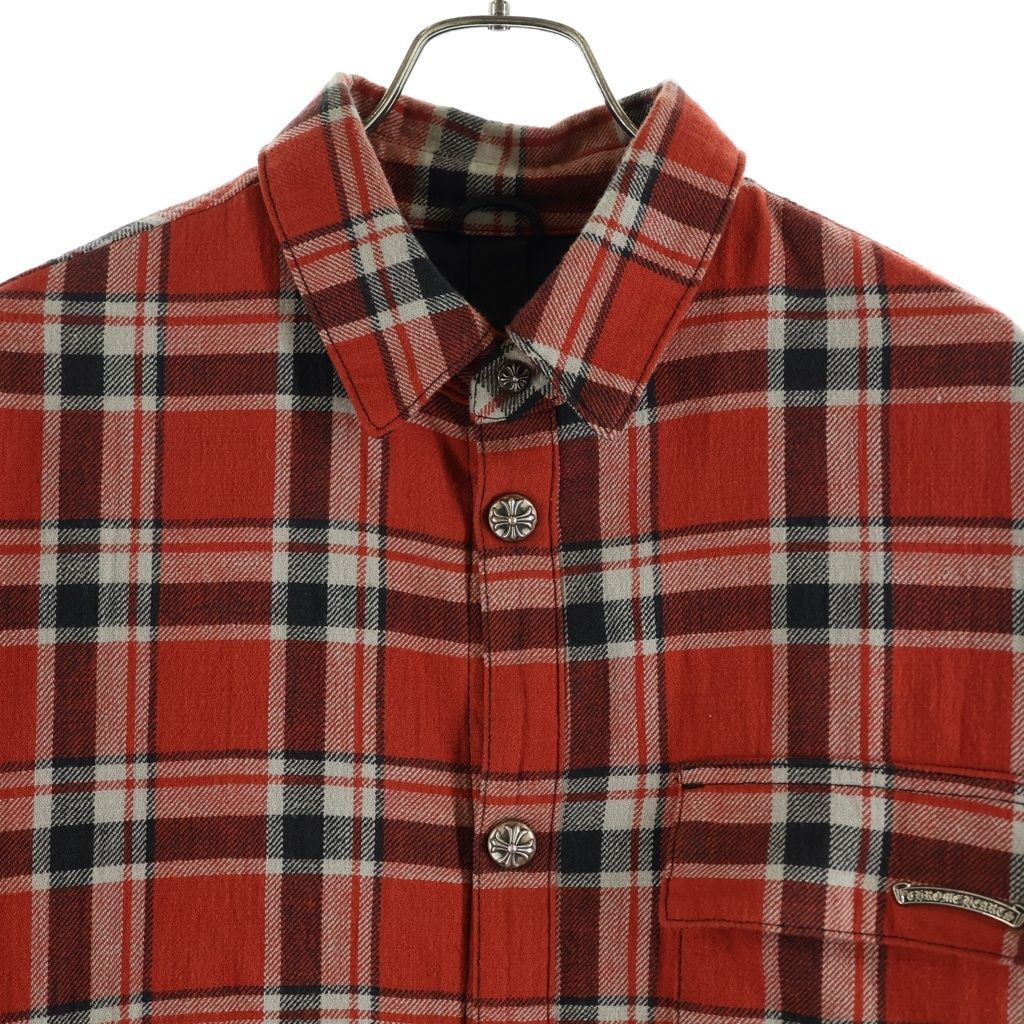 Chrome Hearts Workn Jnkyd Pld Sleeve Floral Print Check Shirt Jacket Red — view 3