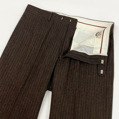 Hermes Wool Trousers Striped Bottom Pants 54 Brown — view 4