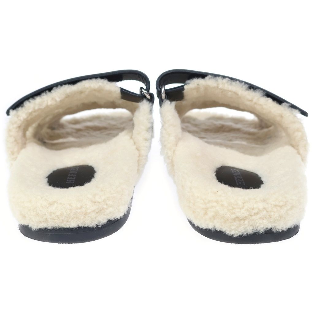Hermes Chypre Logo Boa Sandals Black — view 3