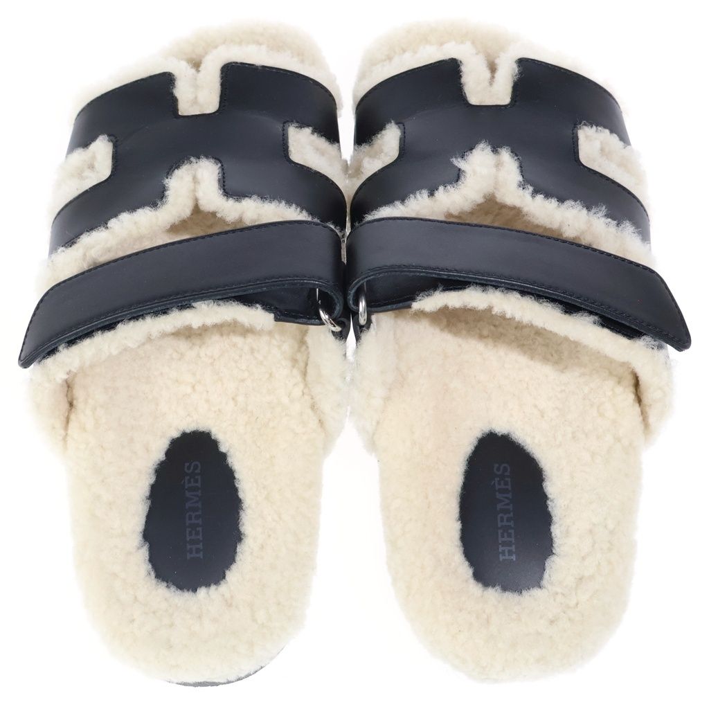 Hermes Chypre Logo Boa Sandals Black — view 4