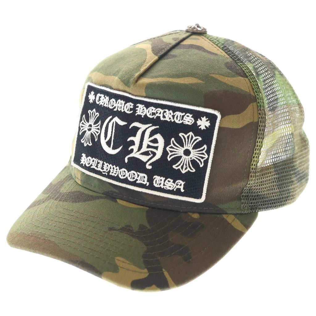 Chrome Hearts Trucker Cap CH Camouflage Mesh Hat with Patch Cross Ball