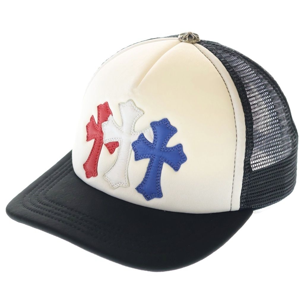 Chrome Hearts Trucker Cap Mesh Hat with Triple Cross Embroidery