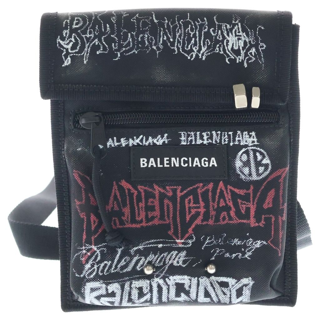 Balenciaga Explorer Graphic Shoulder Bag Black