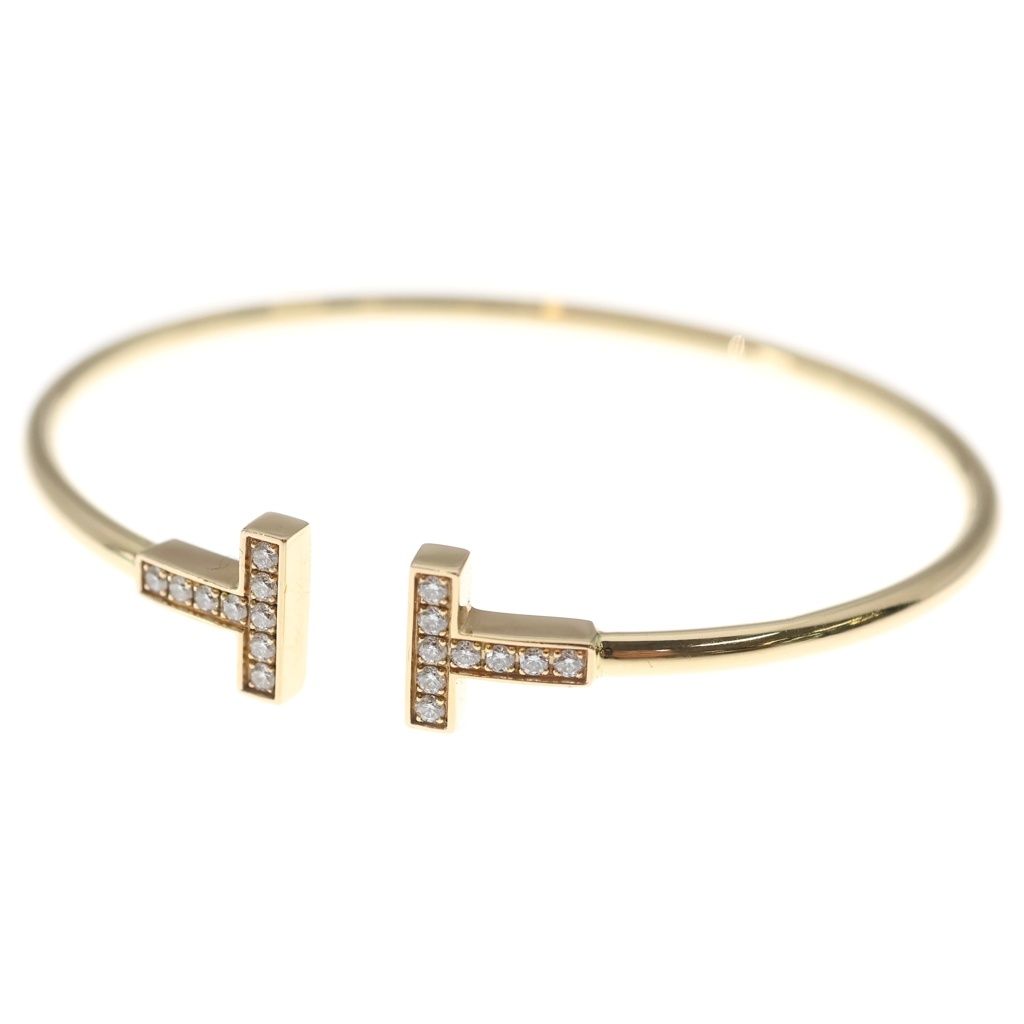 Tiffany & Co T Wire Diamond Bracelet Bangle 18k Pink Gold