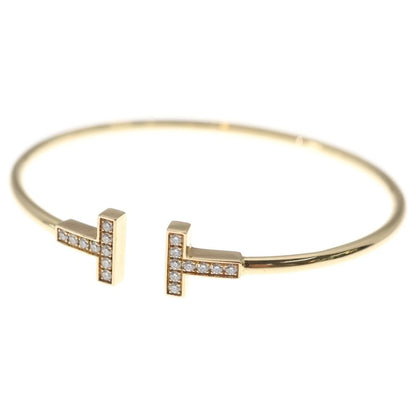 Tiffany & Co T Wire Diamond Bracelet Bangle 18k Pink Gold