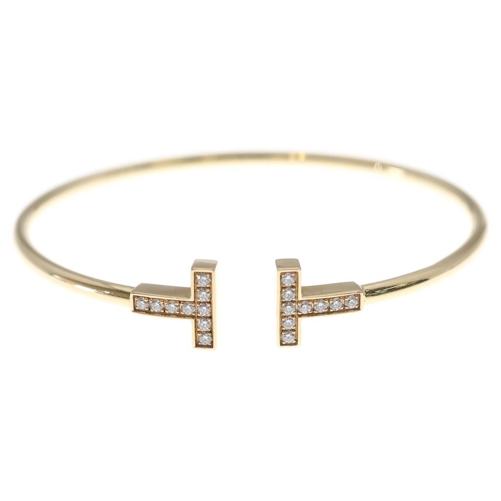 Tiffany & Co T Wire Diamond Bracelet Bangle 18k Pink Gold — view 4