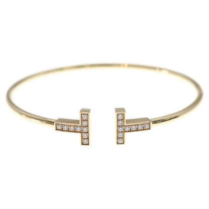 Tiffany & Co T Wire Diamond Bracelet Bangle 18k Pink Gold — view 4