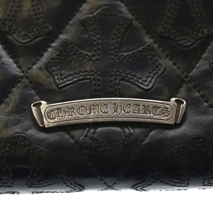 Chrome Hearts Rec Zip Quilted Wallet Cemetery Cross Leather Black — view 6