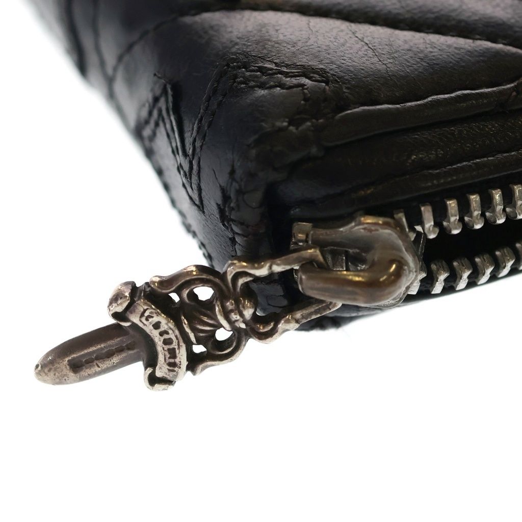 Chrome Hearts Rec Zip Quilted Wallet Cemetery Cross Leather Black — view 5