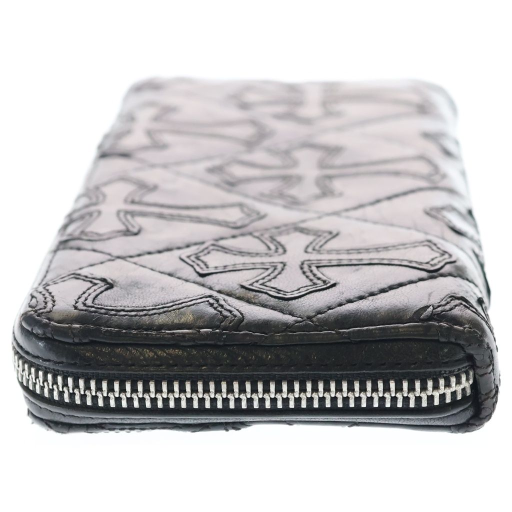 Chrome Hearts Rec Zip Quilted Wallet Cemetery Cross Leather Black — view 3