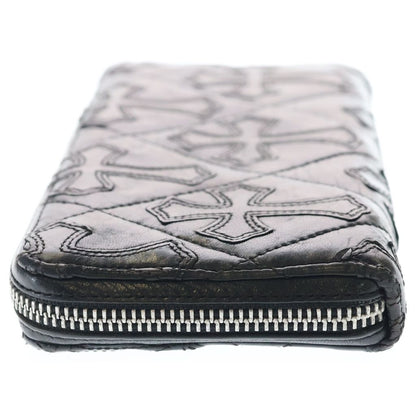 Chrome Hearts Rec Zip Quilted Wallet Cemetery Cross Leather Black — view 3