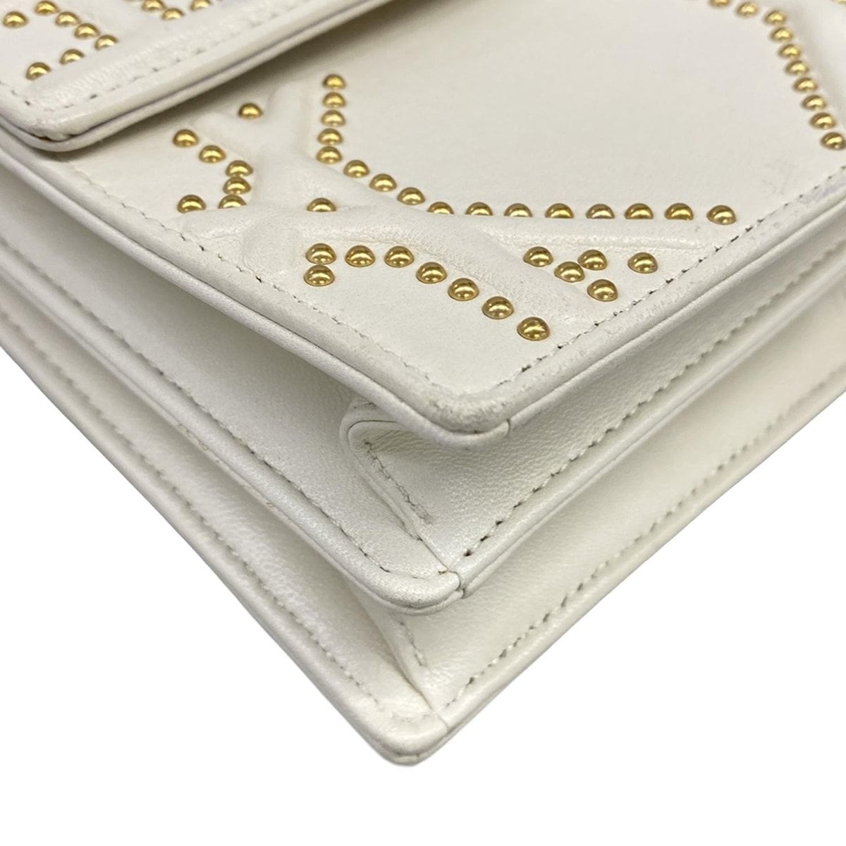 Dior Shoulder Bag Diorama Ivory Studded Chain Leather — view 6