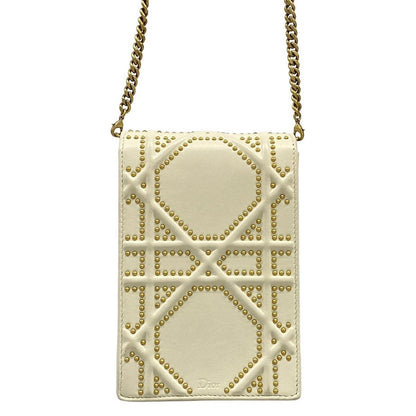 Dior Shoulder Bag Diorama Ivory Studded Chain Leather — view 3