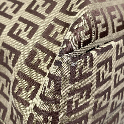 Fendi Tote Zucchino Pattern Green Dark Brown Beige Leather — view 6