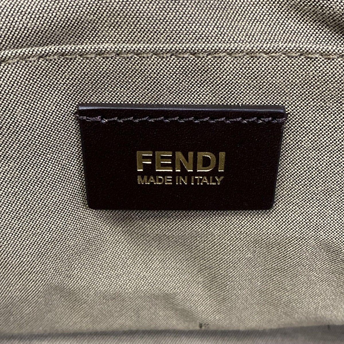 Fendi Tote Zucchino Pattern Green Dark Brown Beige Leather — view 8