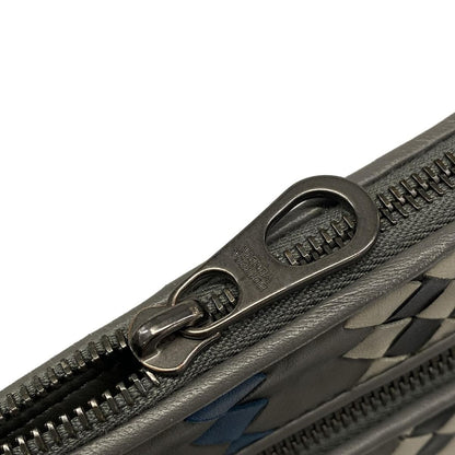 Bottega Veneta Second Bag Intrecciato Gray Navy Black Leather — view 9