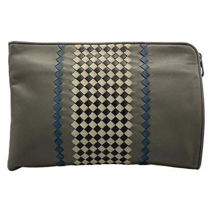 Bottega Veneta Second Bag Intrecciato Gray Navy Black Leather — view 3