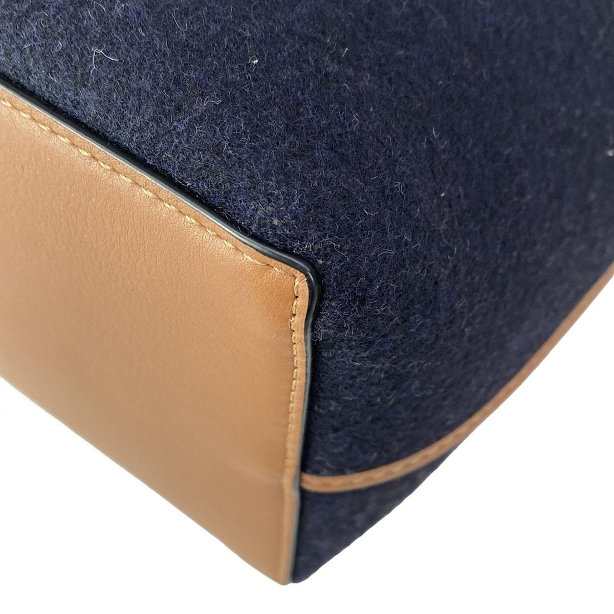 Loewe Tote Love Anagram Small Navy Brown White 2-Way Wool — view 6