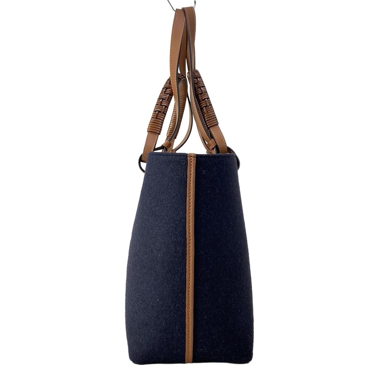 Loewe Tote Love Anagram Small Navy Brown White 2-Way Wool — view 4