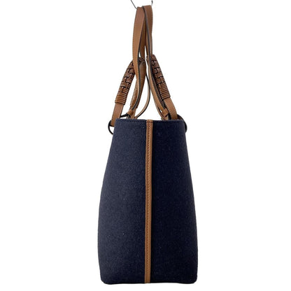 Loewe Tote Love Anagram Small Navy Brown White 2-Way Wool — view 4