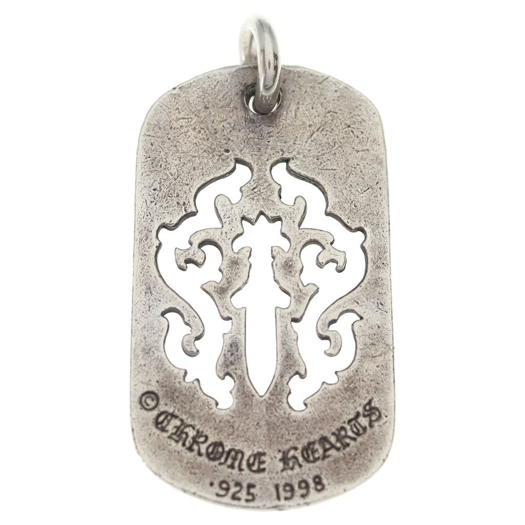 Chrome Hearts Tag Lrg Dagger Vintage Cutout Dog Tag Large Pendant Top Silver