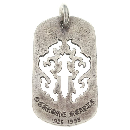 Chrome Hearts Tag Lrg Dagger Vintage Cutout Dog Tag Large Pendant Top Silver