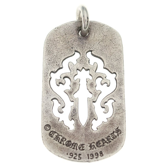 Chrome Hearts Tag Lrg Dagger Vintage Cutout Dog Tag Large Pendant Top Silver