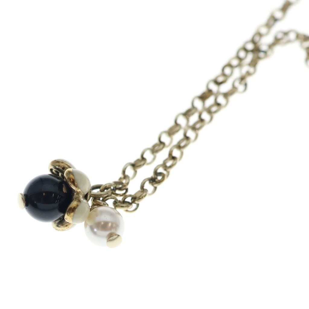 Chanel CC Logo Rhinestone Flower Metal Strass Pearl Chain Necklace Gold — view 5