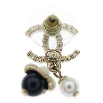 Chanel Earrings CC Logo Rhinestone Metal Strass Pearl — view 5