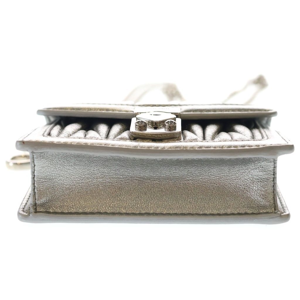Miu Micromatelasse Nappa Leather Chain Mini Shoulder Bag Silver — view 4