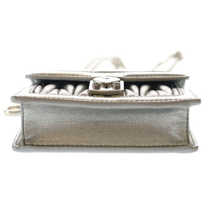 Miu Micromatelasse Nappa Leather Chain Mini Shoulder Bag Silver — view 4