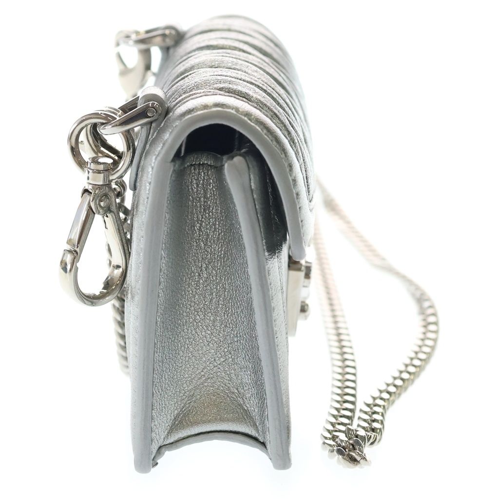 Miu Micromatelasse Nappa Leather Chain Mini Shoulder Bag Silver — view 3
