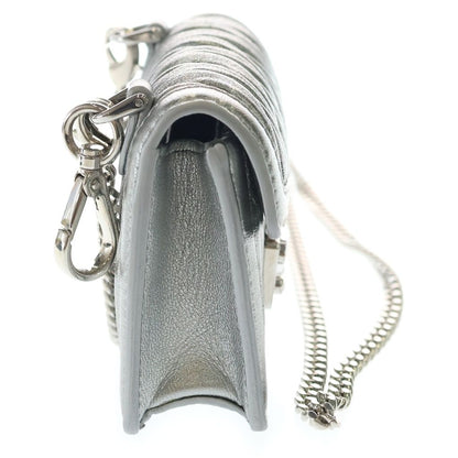 Miu Micromatelasse Nappa Leather Chain Mini Shoulder Bag Silver — view 3