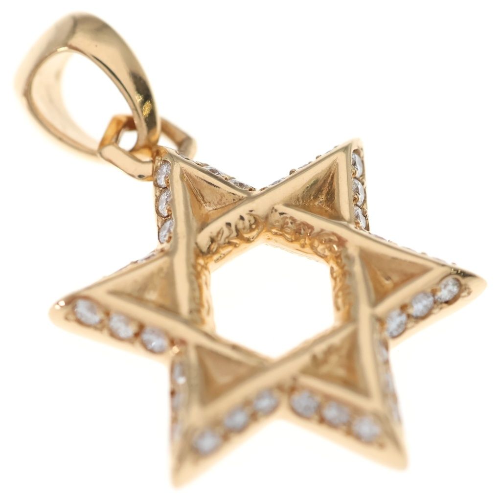 Chrome Hearts 22k Star of David Pendant D of Pave Diamond Top Gold — view 5
