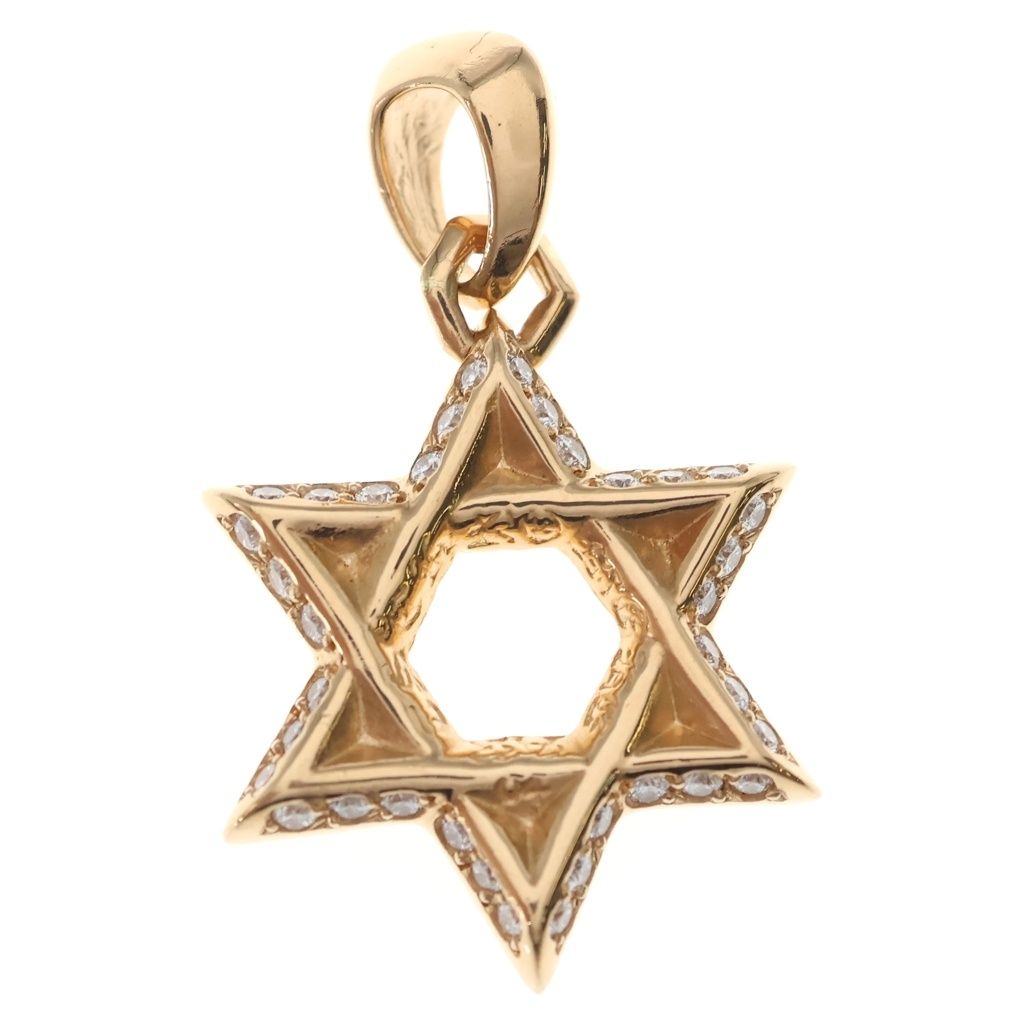 Chrome Hearts 22k Star of David Pendant D of Pave Diamond Top Gold
