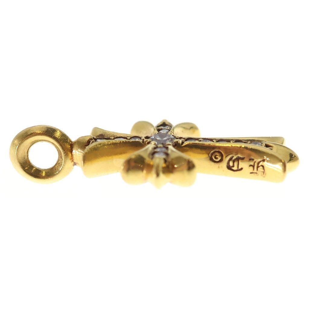 Chrome Hearts 22k Tny Crsf Dia Tiny Fat Cross Pave Diamond Pendant Top Gold — view 4