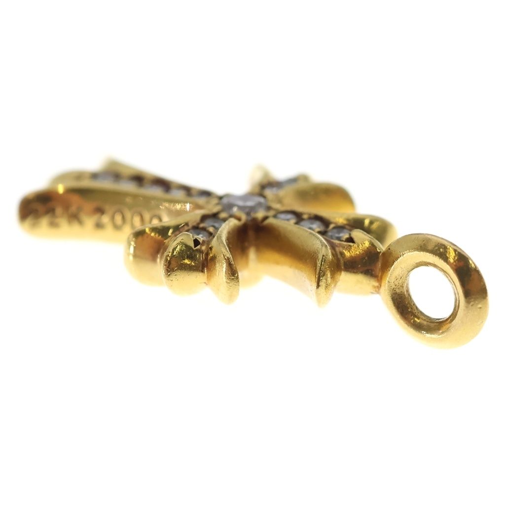 Chrome Hearts 22k Tny Crsf Dia Tiny Fat Cross Pave Diamond Pendant Top Gold — view 5