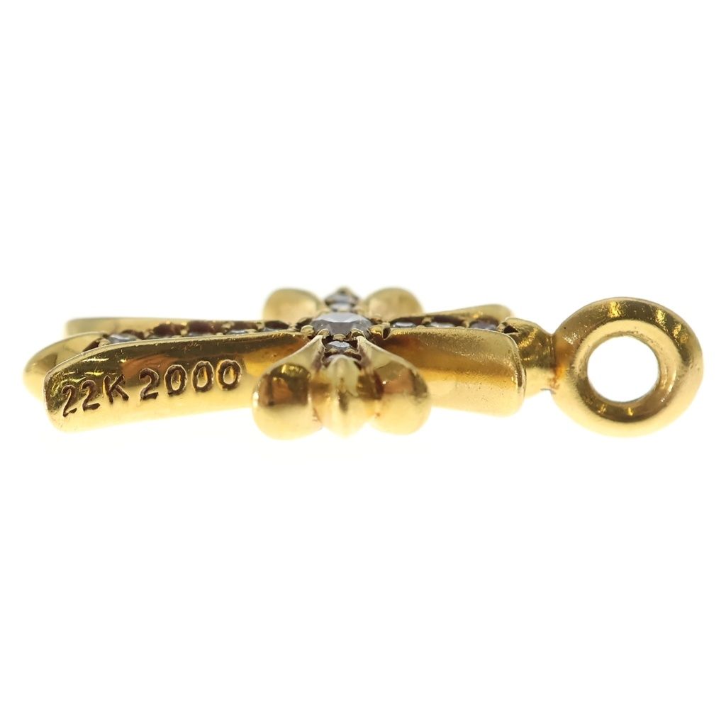 Chrome Hearts 22k Tny Crsf Dia Tiny Fat Cross Pave Diamond Pendant Top Gold — view 3