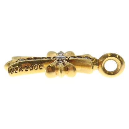 Chrome Hearts 22k Tny Crsf Dia Tiny Fat Cross Pave Diamond Pendant Top Gold — view 3