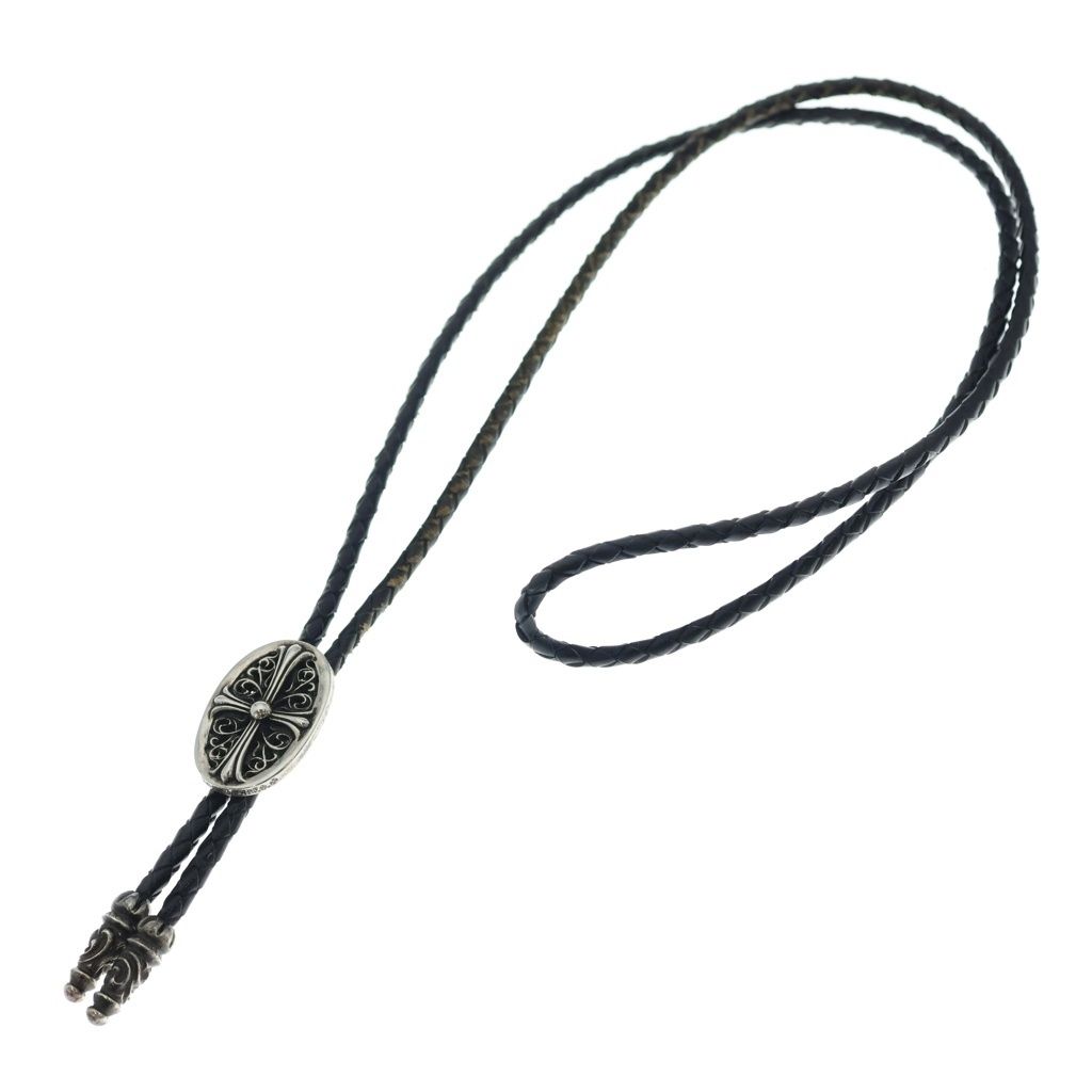 Chrome Hearts Bolotie Ovaltiny Tiny Classic Oval Cross Loop Tie Silver Black — view 2